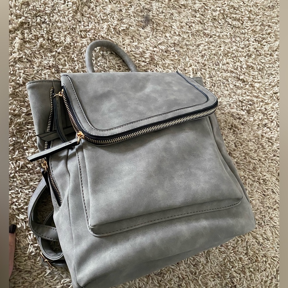 Gray Swede backpack purse
